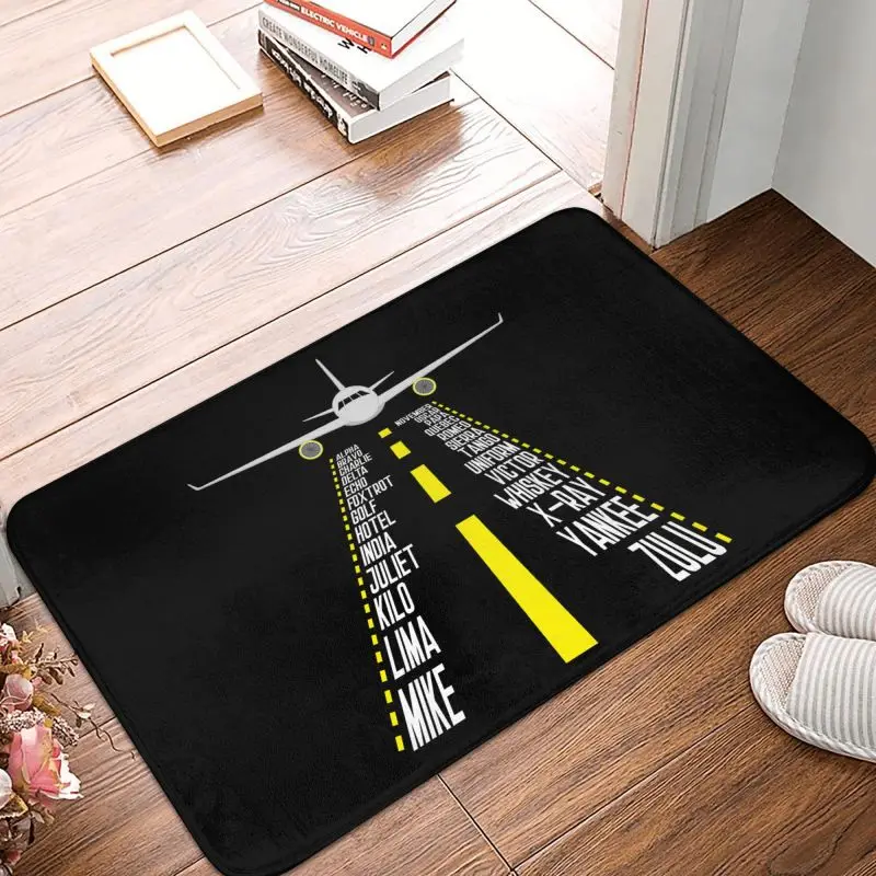 Custom Pilot Alphabet Aviation Aircraft Gift Doormat Mat Anti-Slip Airplane Aviator Kitchen Bath Garden Rug Carpet 40*60cm