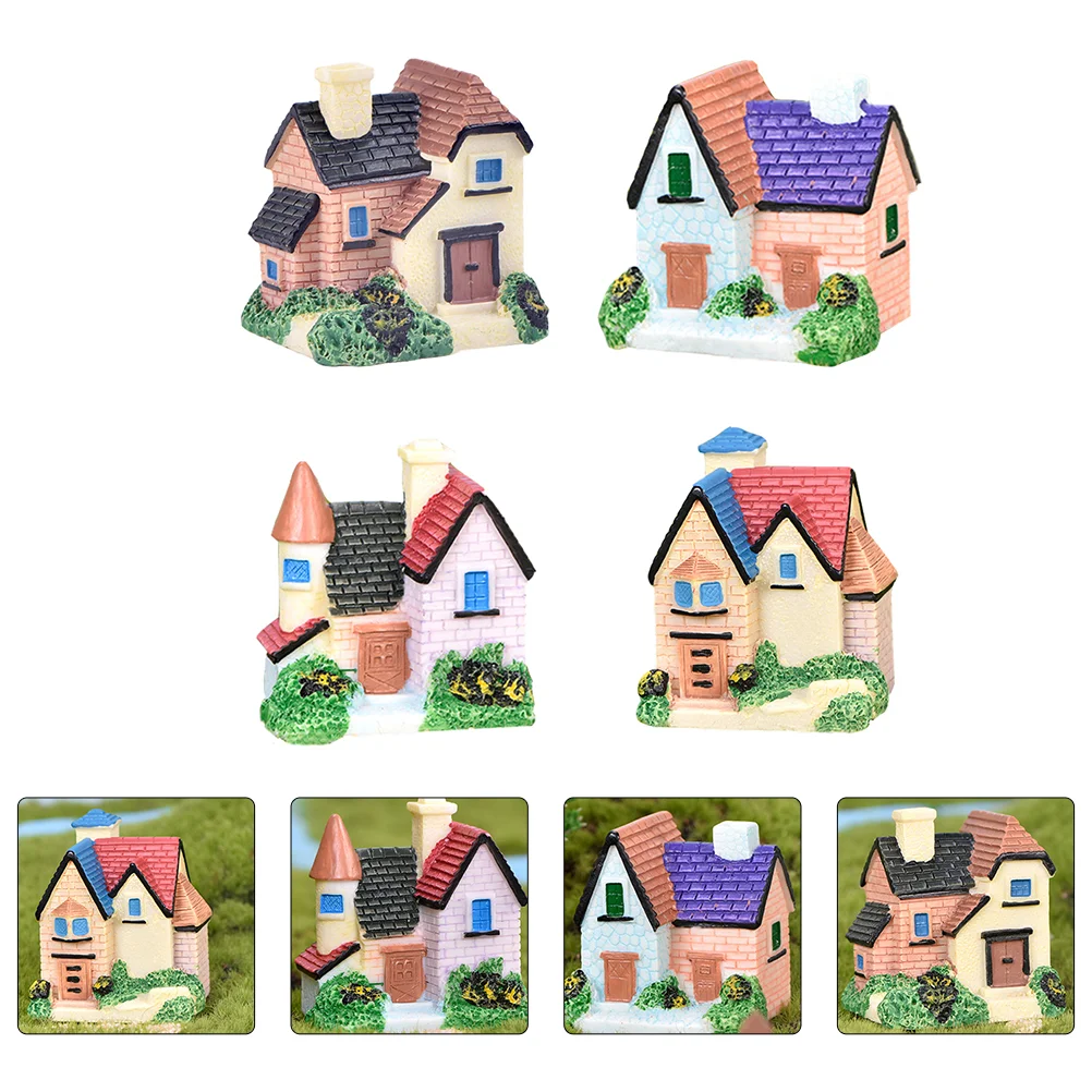 Mini Resin Ornaments Villa Adornment Micro Landscape Model Chic House Decorative Aquarium Accessory Decoration Creative