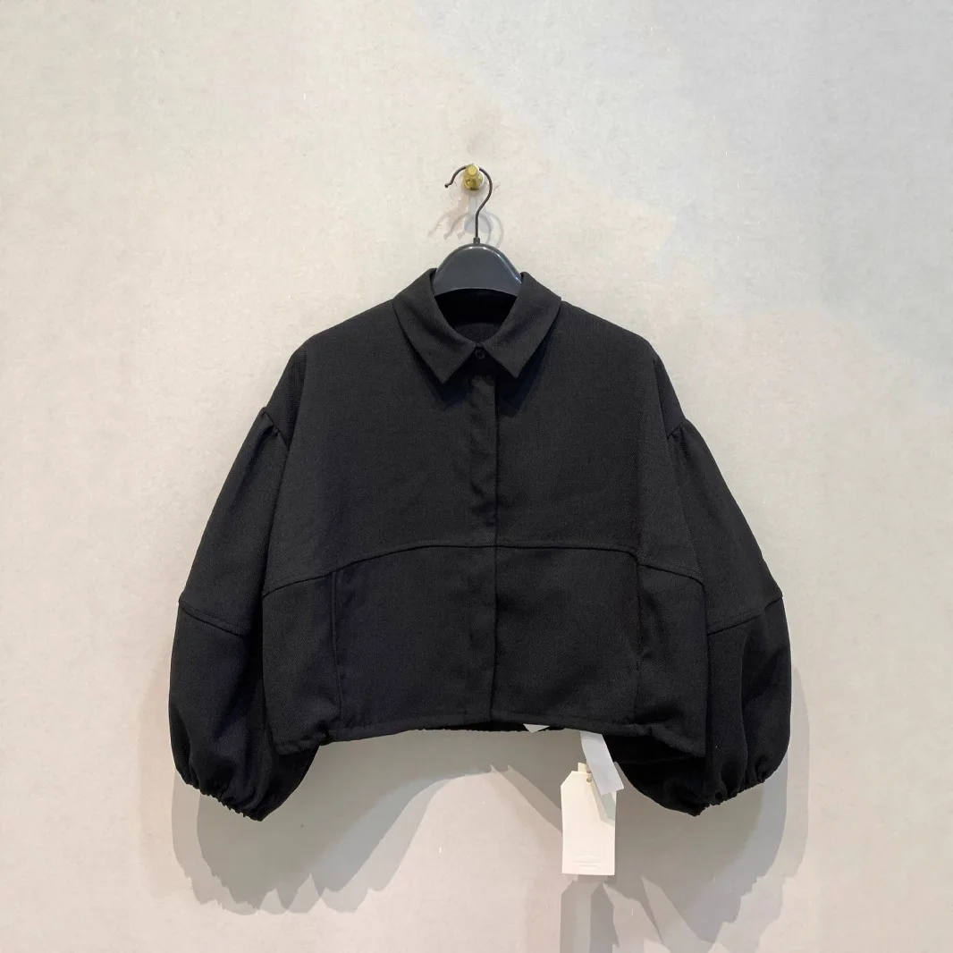

Gagarich Japanese Spring Summer Simple Refreshing Collar Fashion Retro Lantern Sleeve Top Air Wide Shape Slimming Shirt
