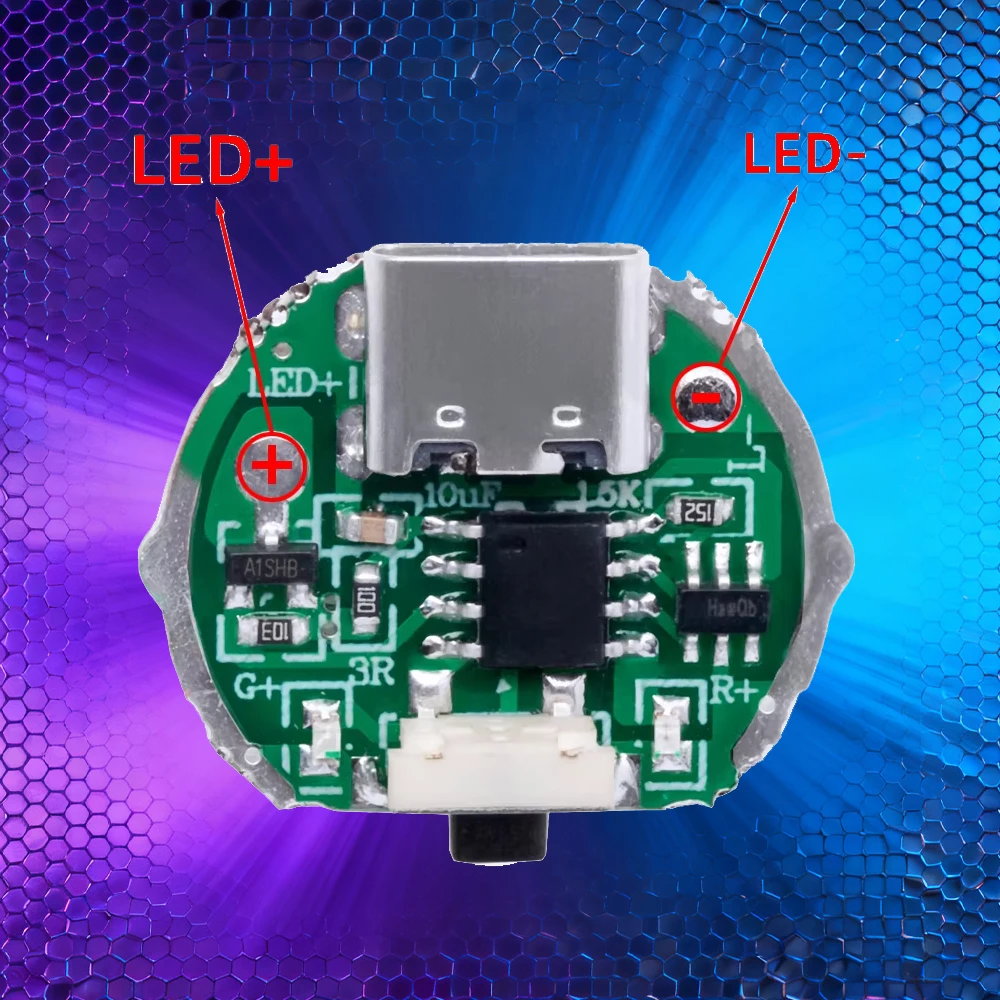 2-Speed Flashlight Driver Boards (10W, 1/5PCS): Integrated Switch & Charging – Works with LED Beads