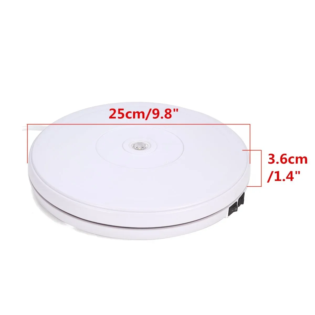 25cm LED 360 Degree Electric Rotating Turntable Rotating Display Stand for Photography Jewelry Watch Digital Product + EU Plug