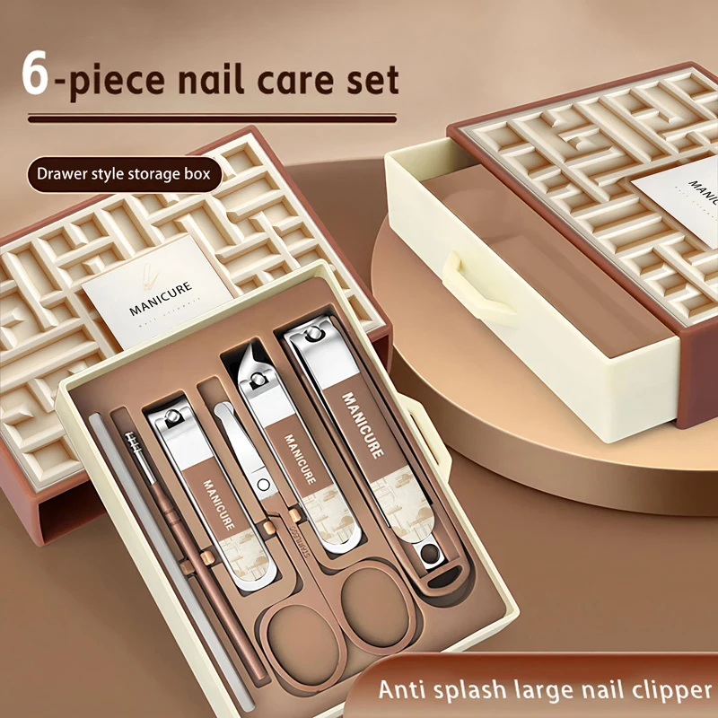 Anti-Splash Nail Clipper Set, Creative Drawer Box, Home Nail Clippers, Manicure Tools, Slanted Clipper, Nail Art Tools