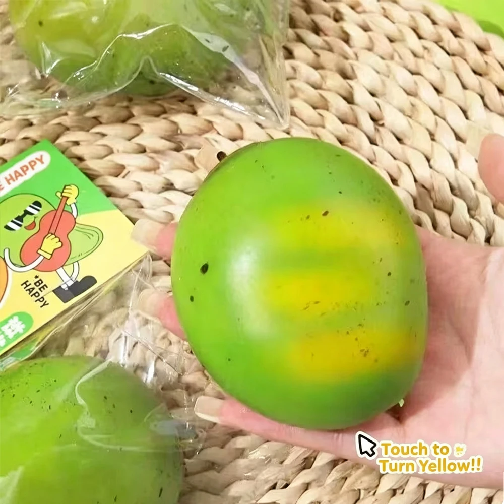Color Changing Mango Mochi Pinching Ball Handmade Crispy Mango Stress Ball Squeeze Slow Rebound Stress Release Creative Gifts