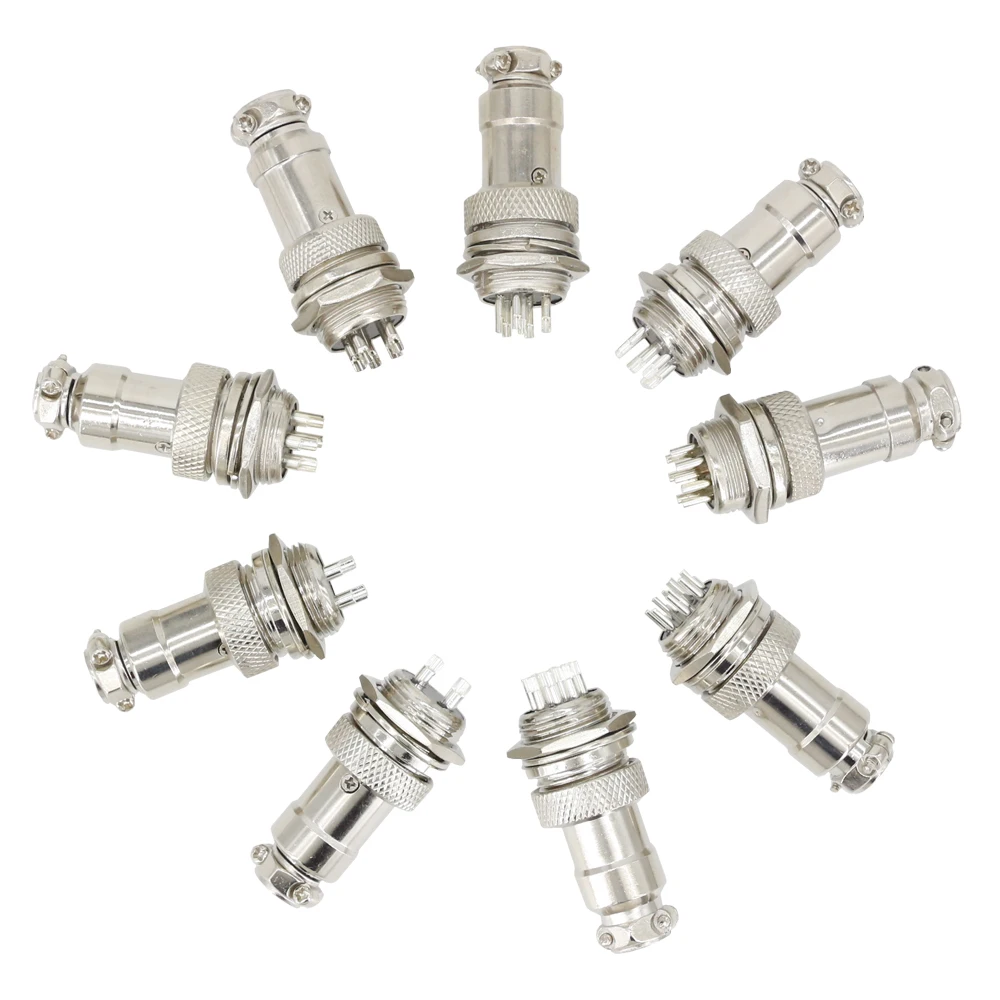 1 Set 16mm GX16 2/3/4/5/6/7/8/9/10Pin Screw Aviation Connector Plug The aviation plug Cable connector Regular plug and socket