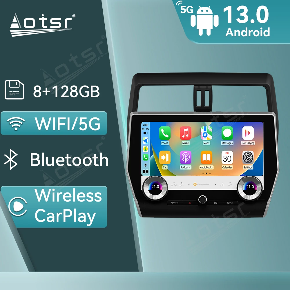 11.6 Inch Car Radio Android 13 CarPlay GPS For Toyota Land Cruiser Prado 2018-2022 Stereo Multimedia Player With Knob Head Unit