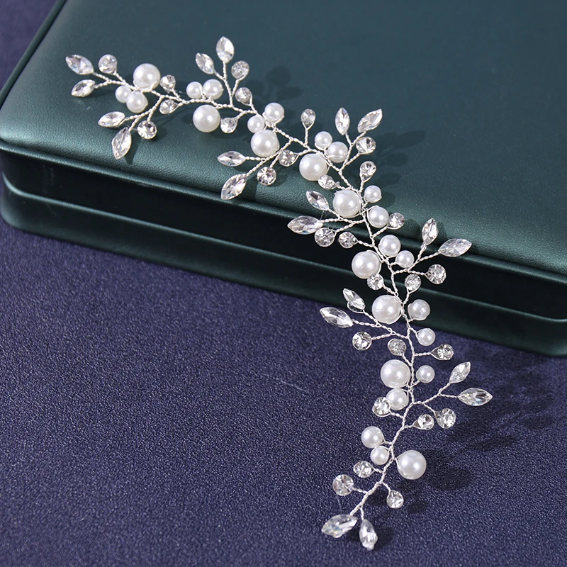 اللؤلؤ الكريستال اليدوية عصابات أزياء الزفاف إكسسوارات الشعر رخيصة العصابات حجر الراين رئيس المجوهرات بالجملة إسقاط