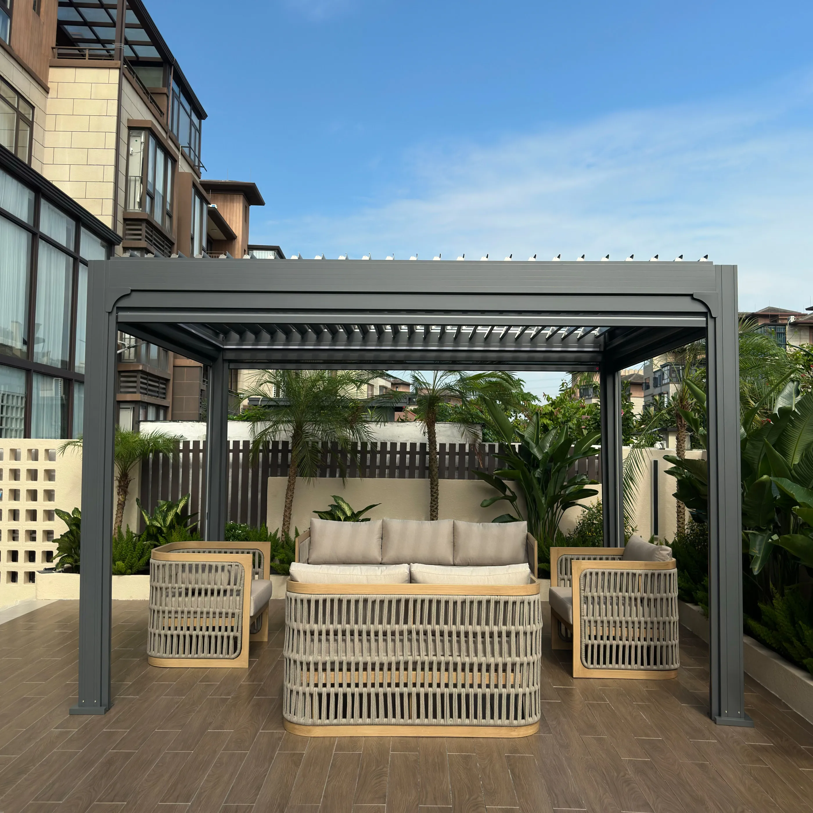 Outdoor gazebo, courtyard, leisure sunshade, villa, garden, sun room 6063 aluminum alloy shed, strong load-bearing  stable
