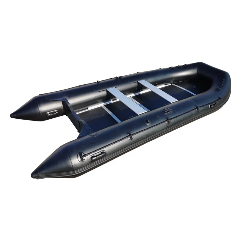 

15 Feet 500cm Inflatable Rowing Yacht Boat with Wooden Floor for Outdoor Drifting Adventures