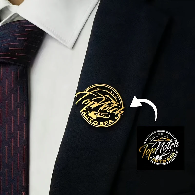 Custom Logo Pin Brooch Personalized Company Club Badge Custom 304L Stainless Steel Pattern Brooch Pin Member VIP Gift Wholesale