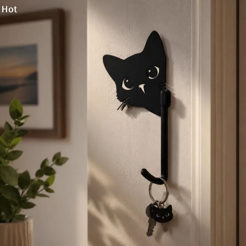 Creativity Funny Decorative Cat Hooks Cute 3D Printed Key Holder Home Decor Kitten Wall Hooks HomeFurnishing world