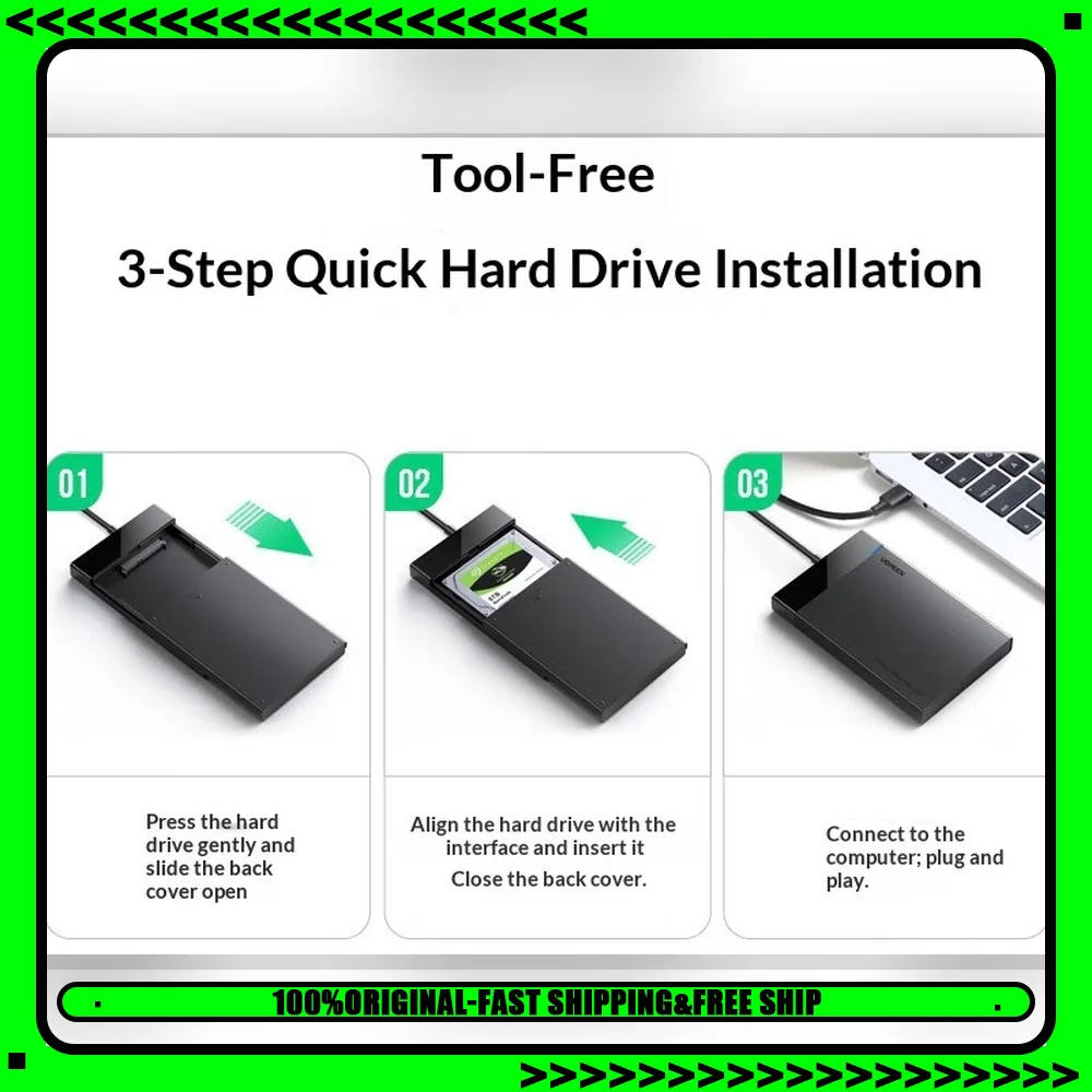 UGREEN US221 30847 Tool Free 2.5 Inch SATA to USB 3.0 External Hard Drive Enclosure HDD SSD Case