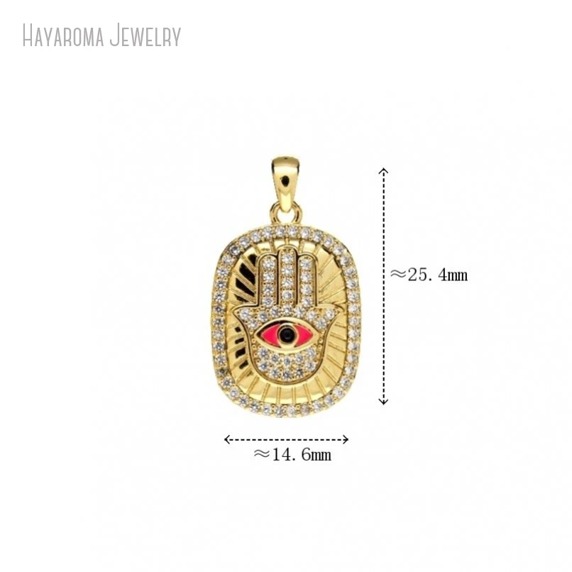 2Pcs Geometric Oblong Religious Evil Turkish Eye Metal Cubic Zirconia Copper Jewelry Gold Color Wholesale Charms PM47641