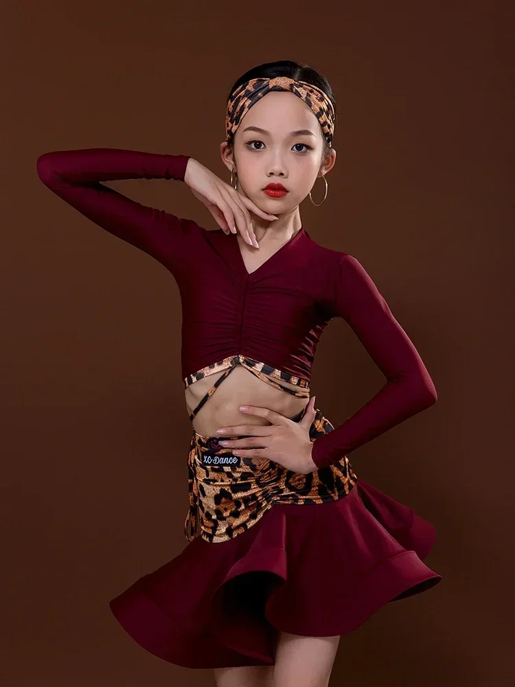 Vestito da ballo per bambini rumba samba vestito da spettacolo palcoscenico abbigliamento da ballo latino per ragazze latino Cha Tango vestito da ballo da sala