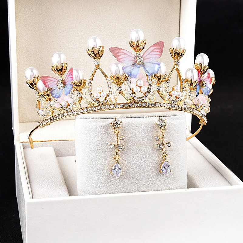 Crown Three-dimensional Butterfly Crown Girl Princess Show Pan Hair Headdress, Model Catwalk, Crystal Hair Ornament