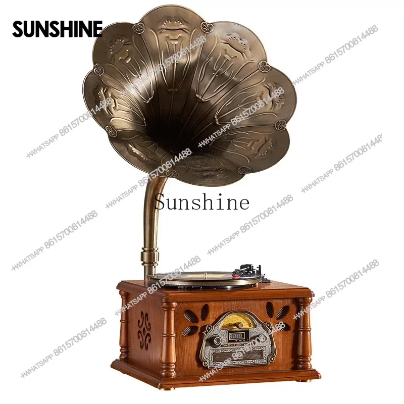 American solid wood multi-function phonograph bluetooth CD big speaker vinyl record player