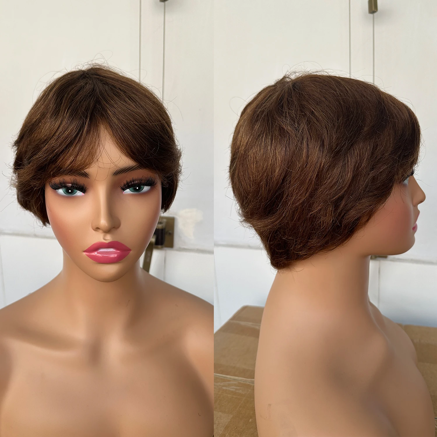 Short Human Hair Wigs, Pixie Cut Straight for Black Women