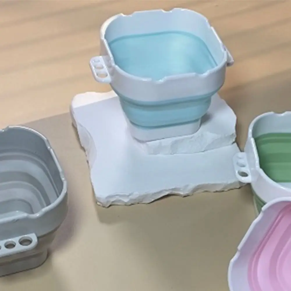 Morandi Color Mini Secchio per Vernice Portatile Pieghevole Pieghevole Lavabo Porta Pennello antiscivolo Penna Pennello Rondella Pittura a Olio