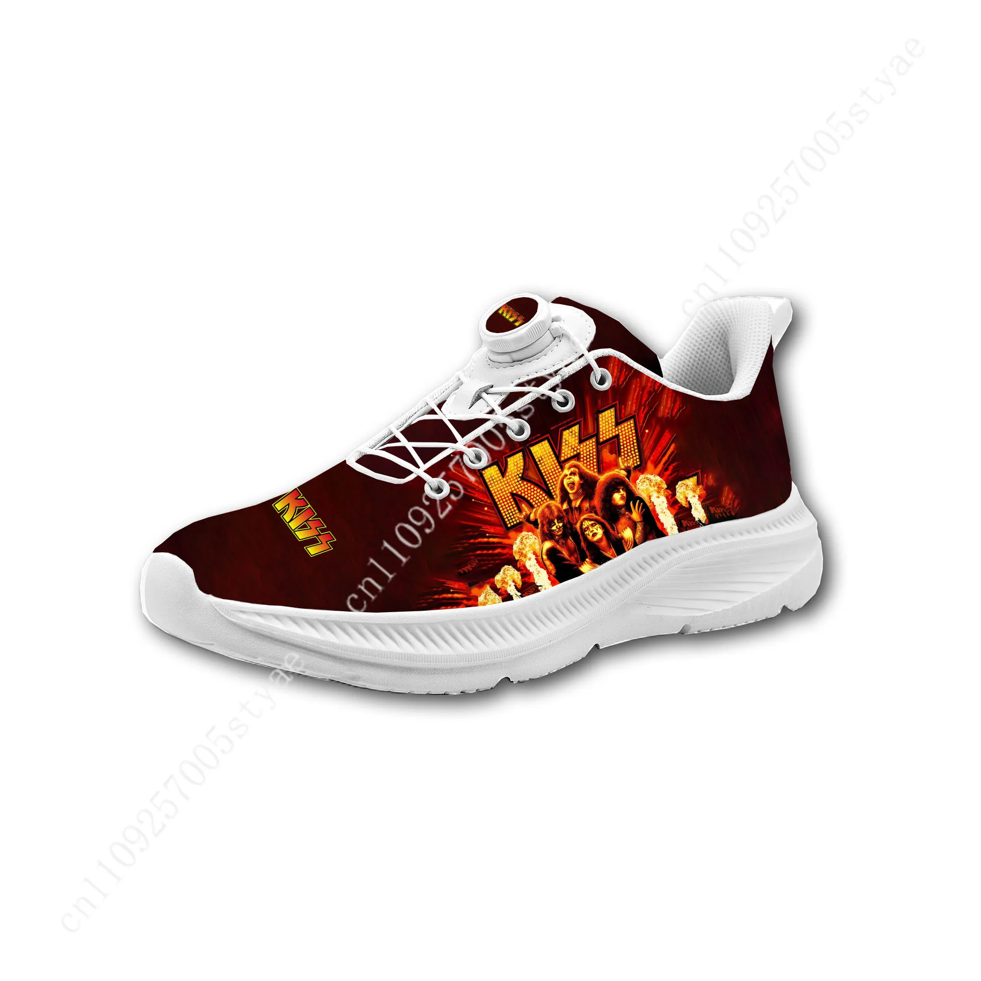 

Kiss Heavy Metal Rock Band Mens Womens Casual Hiking Shoes Laceless Rotating Button Sports Shoes lightweight Custom Sneaker