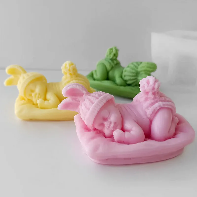 Baby Candle Mold Sleeping Baby  Handmade Decor Aromatherapy Silicone Mold Baby In Sleep Further Sleeping Mold