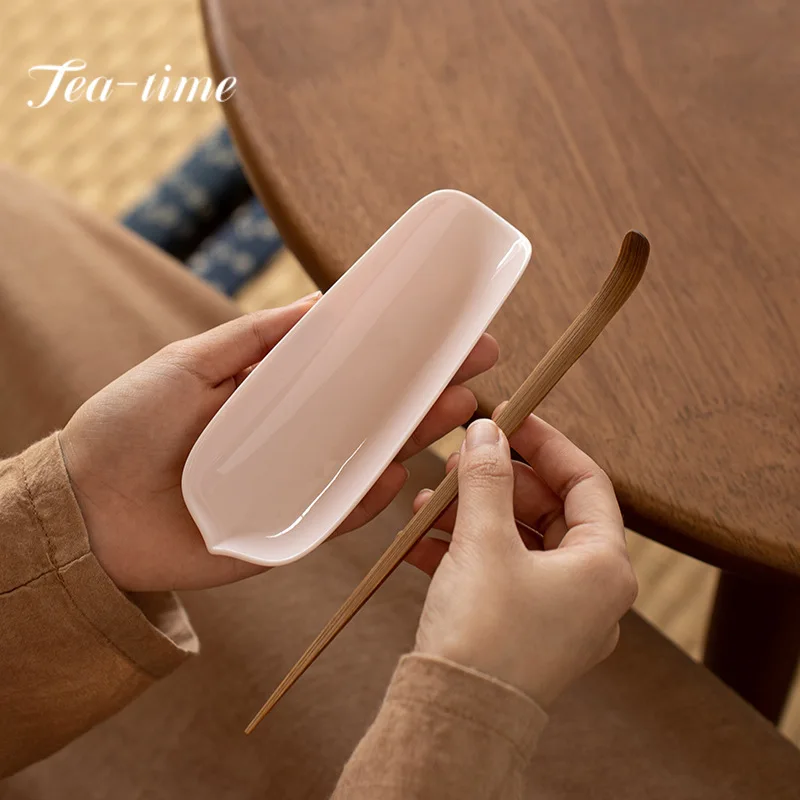 

Powder Jade Mud Ceramic Tea Shovel Tea Art Display Appreciation Tea Tea Lotus Tea Leaf Container Kung Fu Tea Set Tea Ceremony