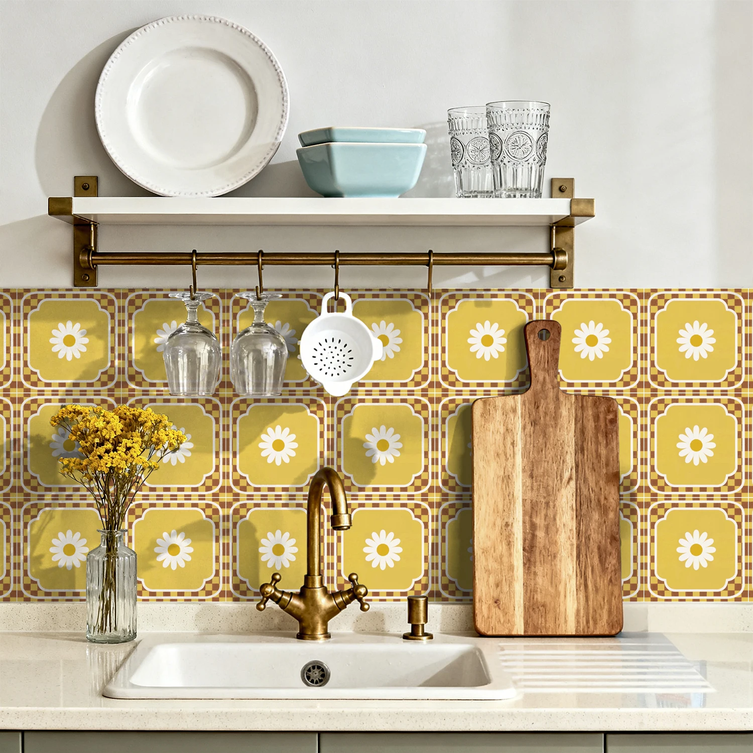 36 morceaux de papier peint autocollant minimaliste imperméable à l'eau et à l'huile, cuisine salle de bain Home Decor