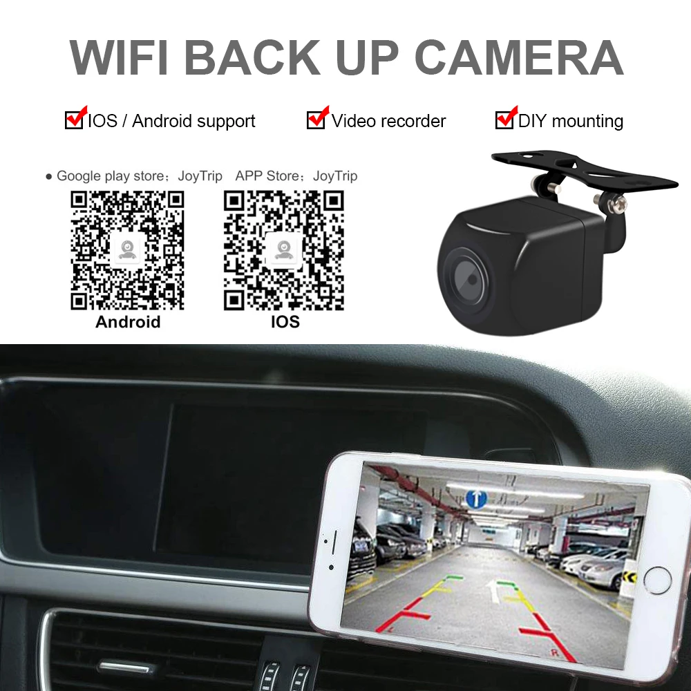 BOENKAI WIFI 5G Wireless Vehicle Backup Reversing Camera Support Android Screen And IOS Device display Car Rear View Kamera