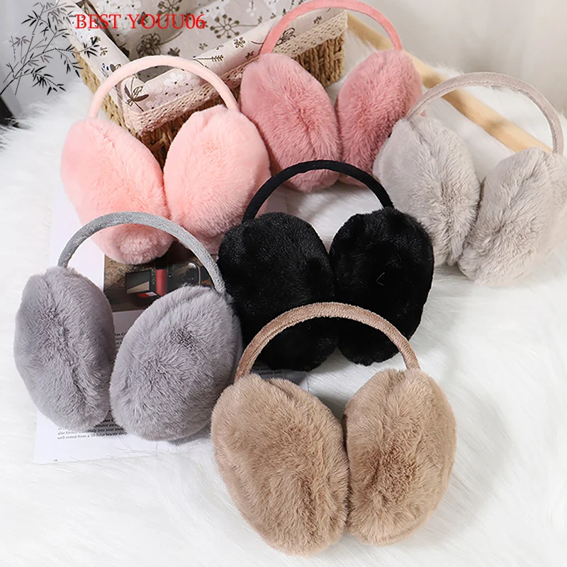 Hot 1PC Portable Folding Winter Warm Earmuffs Fashion Solid Color Earflap Outdoor Cold Protection Soft Plush Ear Warmer