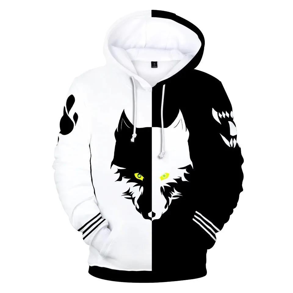 

Tai Chi Wolf Hooded Sweatshirt for Men and Women, Hip Hop Hooded Casual Sweatshirt, Black and White Sweatshirt, Yin Yang Jacket