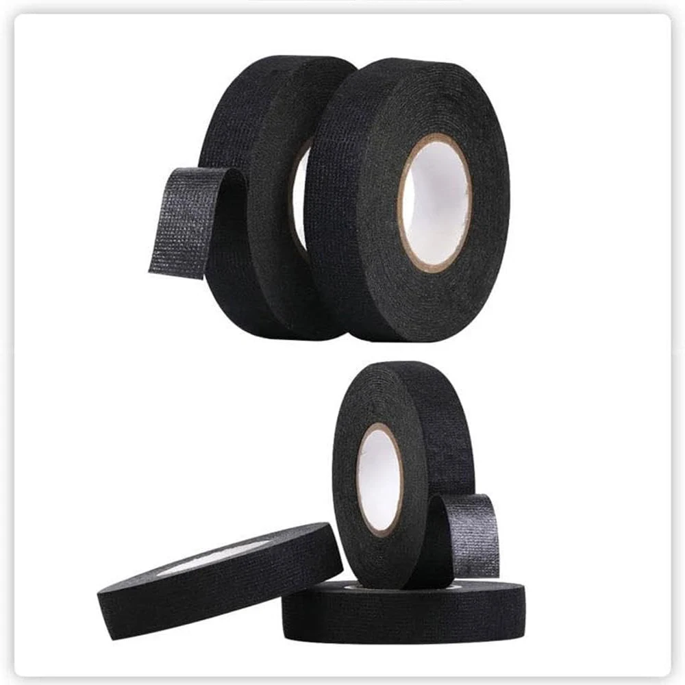 15/25M High Temp Fabric Tape 9-32mm Adhesive Automotive Wire Harness Cloth Tape for Car Electrical Wiring Harness Insulation