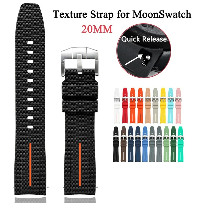 Liquid Silicone Strap for Omega X Swatch MoonSwatch 20mm Curved End Quick Release Men Women Replace Watch Band for Seamaster 300