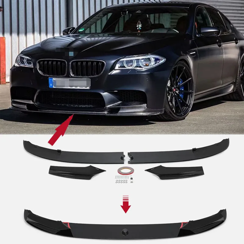 

Глянцевый черный передний бампер, спойлер, сплиттер для BMW F10 5 серии 11-16 M, спортивный сплиттер, аксессуары, пластиковый принт из углеродного волокна