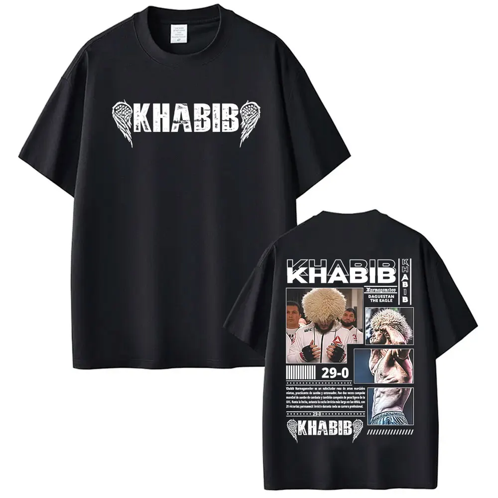 Khabib Nurmagomedov Fighting Graphic T-shirts Men's Clothing  Harajuku Retro Short Sleeve T Shirt Cotton Loose Oversized T-shirt
