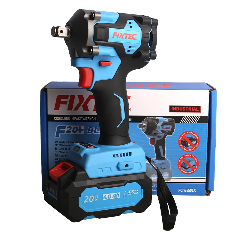 FIXTEC Industrial Power Tools 1/2 Inch Cordless Battery Powered 280/400/550 Nm Rechargeable Impact Wrench