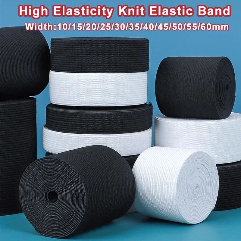 1M Elastic Bands Stretch Knit Elastic Spool Heavy Stretch Tape Wig Elastic Band for Sewing Waistband 10/15/20/25/30/50/60mm Wide