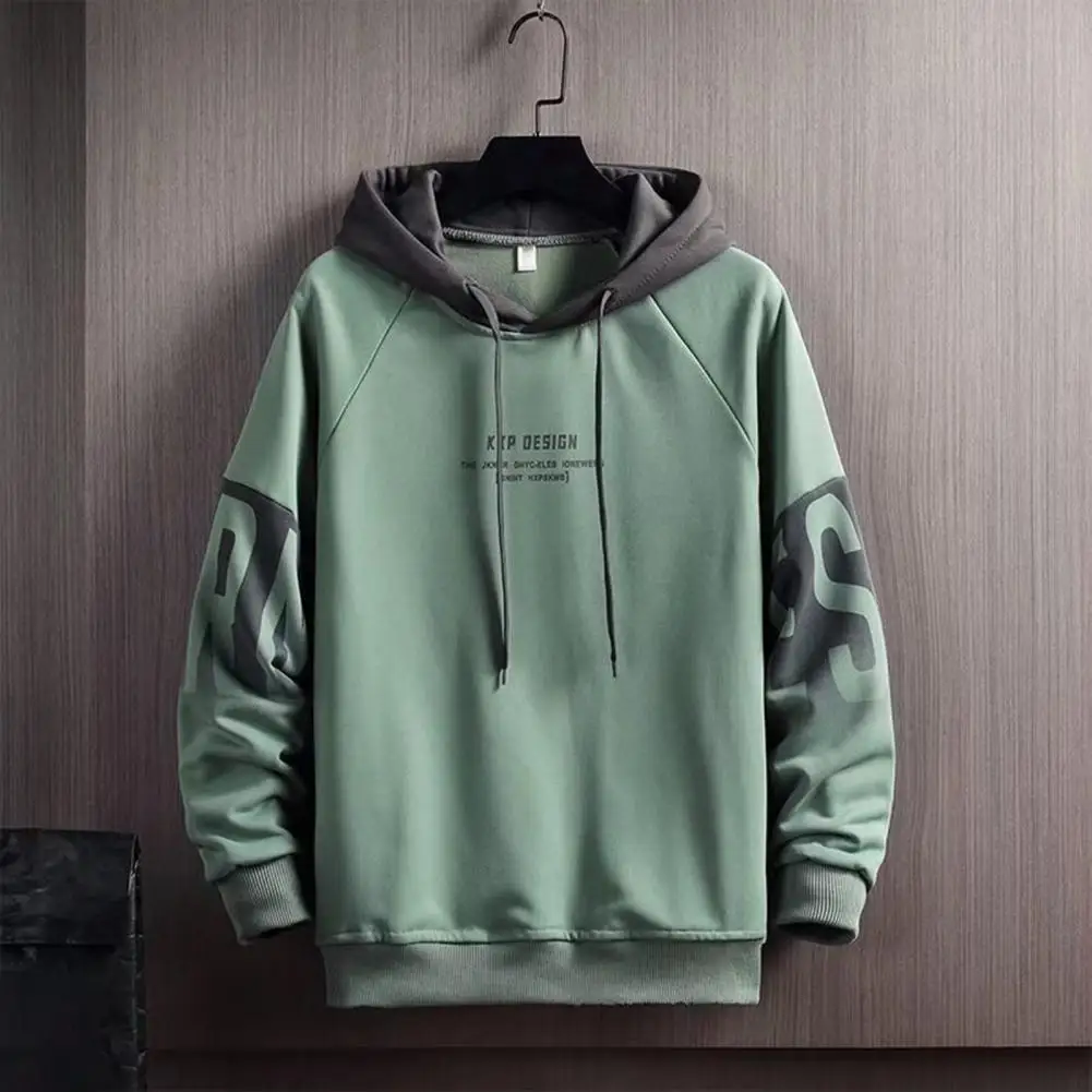 Fashion Pullover Sweatshirt Stretchy 3D Cutting Shrink Resistant Male Hoodie Daily Clothing