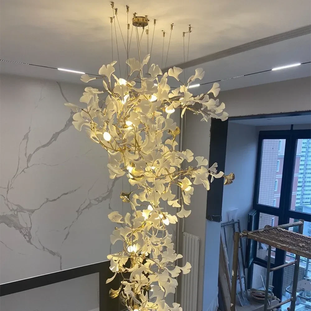 High Quality Ceramic Flower Ginkgo Shape Home Bedroom Living Room Lighting Chandelier Light Fixture