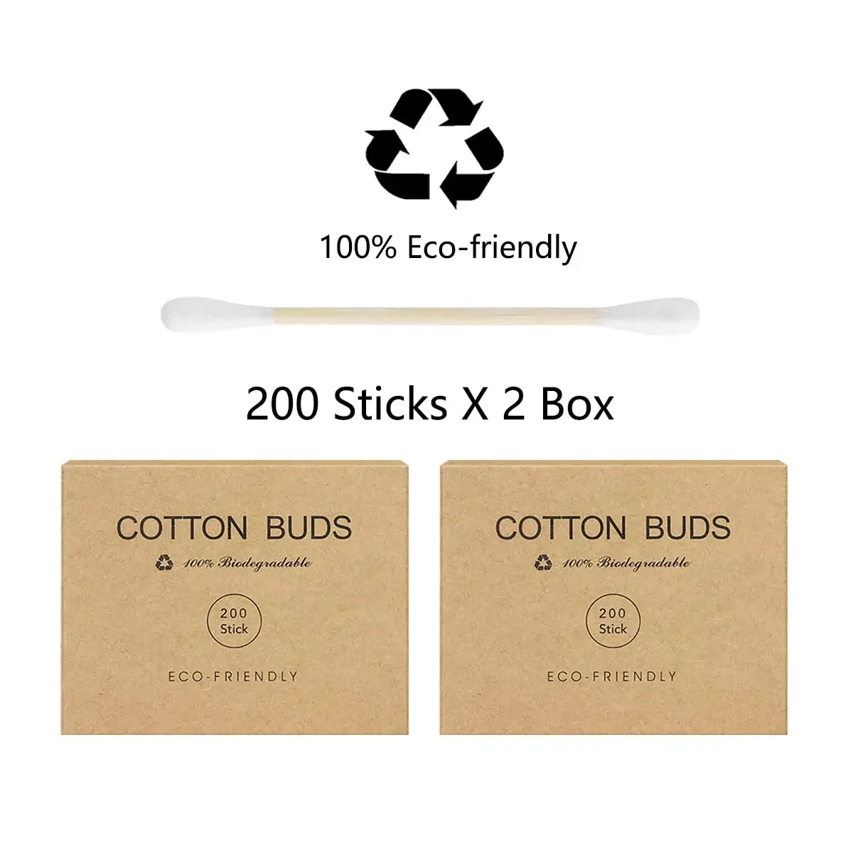 Bamboe Qtips Wattenstaafjes met houten stokken Q Tips voor oren Wattenstaafjes 400 stuks Bamboe wattenstaafjes