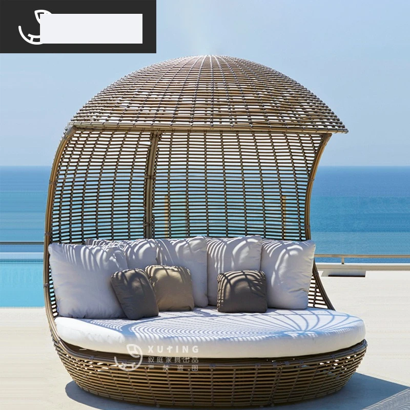 Outdoor leisure large bird's nest rattan chair sofa combination garden courtyard large floor-to-ceiling beach couch rattan furni