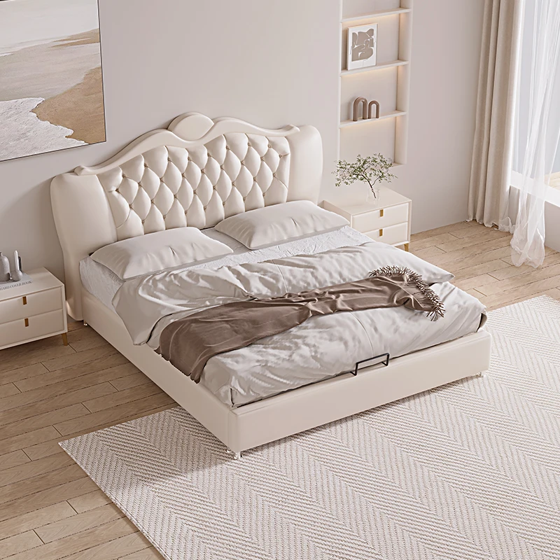 Crème Wind Frans Bed Licht Luxe Scandinavische Bruiloft Volwassen Designer Bed Romantisch Hoge Kwaliteit Esthetiek Muebles Salonmeubilair