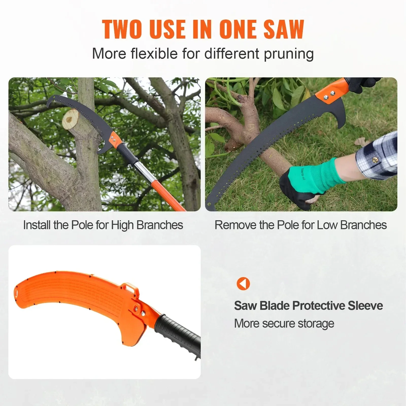 Imagem -05 - Vevor-manual Pole Saw Extensível Tree Pruner Lâmina de Aço Afiada Ramos Altos Aparar Aparador Ramo 7327 Pés