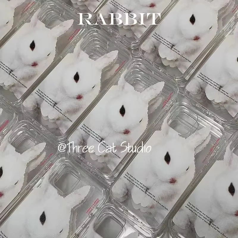 Custodia per telefono coniglio carino cartone animato coreano per iPhone 17 Air 16 Pro Max 15 14 Plus 13 12 Mini 11 Pro Cover posteriore in silicone antiurto