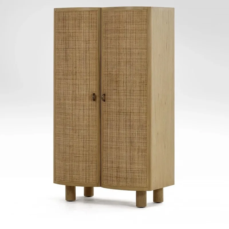 Nordic Expression South East Asia Vacation Wind Wabi Sabi Rattan Double Door Standing Cabinet Side Cabinet Locker Cabinet