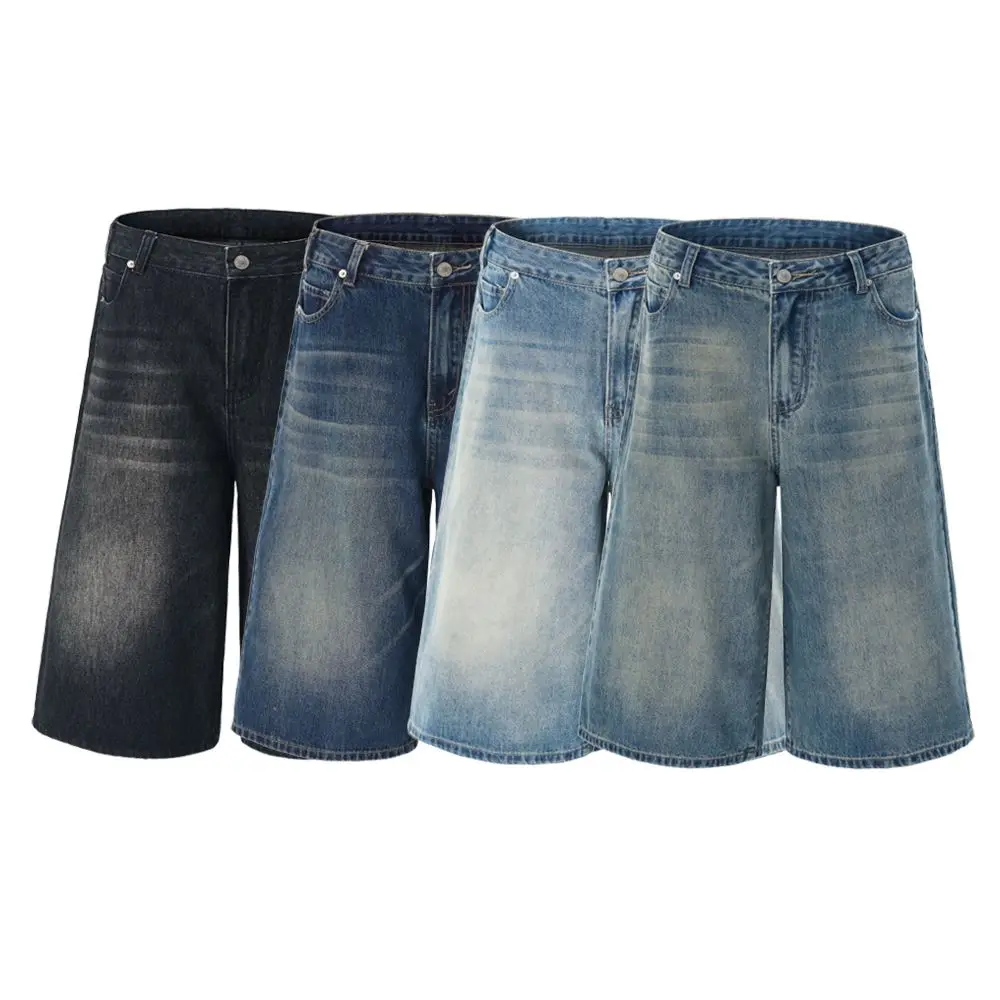 

Summer New Fashion Denim Shorts Loose Straight Casual Vintage American Personality Jeans Streetwear Male Short Pants