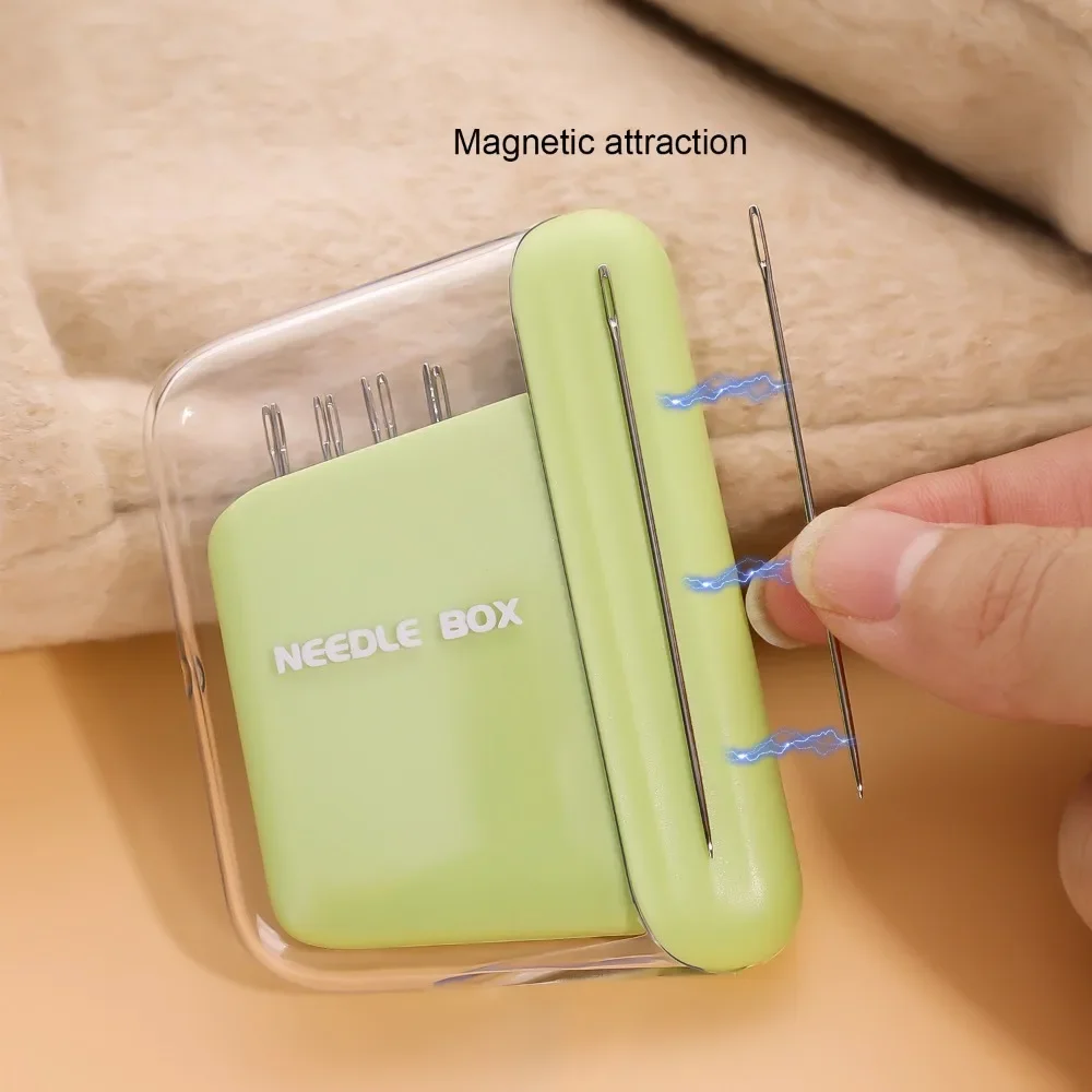 Magnetic Sewing Needle Box with Needle Portable 5 Size Embroidery Needles Magnet Storage Case Home DIY Craft Sewing Accessories