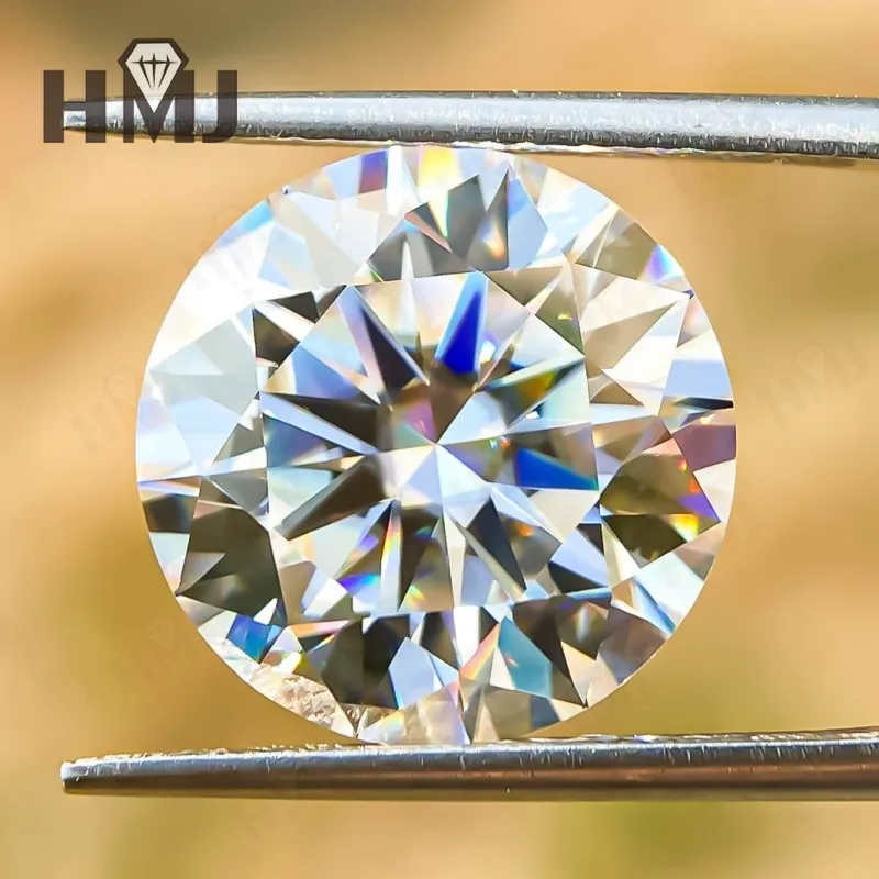 HMJ 0,1-13 Karat Moissanit-Stein, runde Form, Farbe D, Reinheit VVS1, Brillantschliff, Diamanttester-geprüft, mit GRA-Zertifikat, Perlen – Detail 31