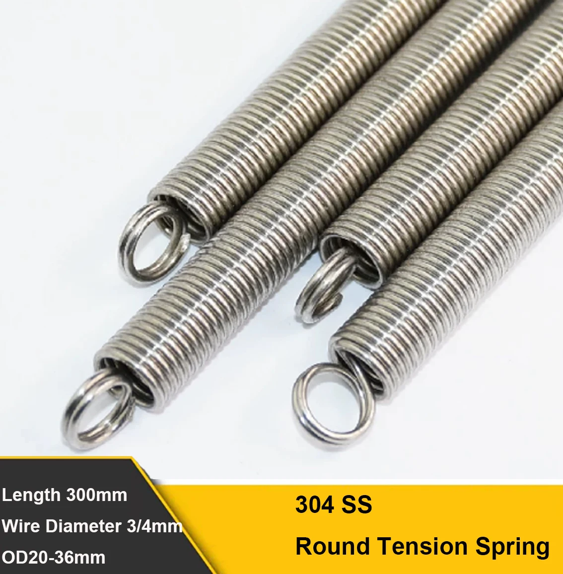 1Pcs 304 SS Wire Diameter 3mm/4mm Round Tension Rust Resistant Spring Length 300mm Outer Dia 20/22/25/28/30/32/36mm