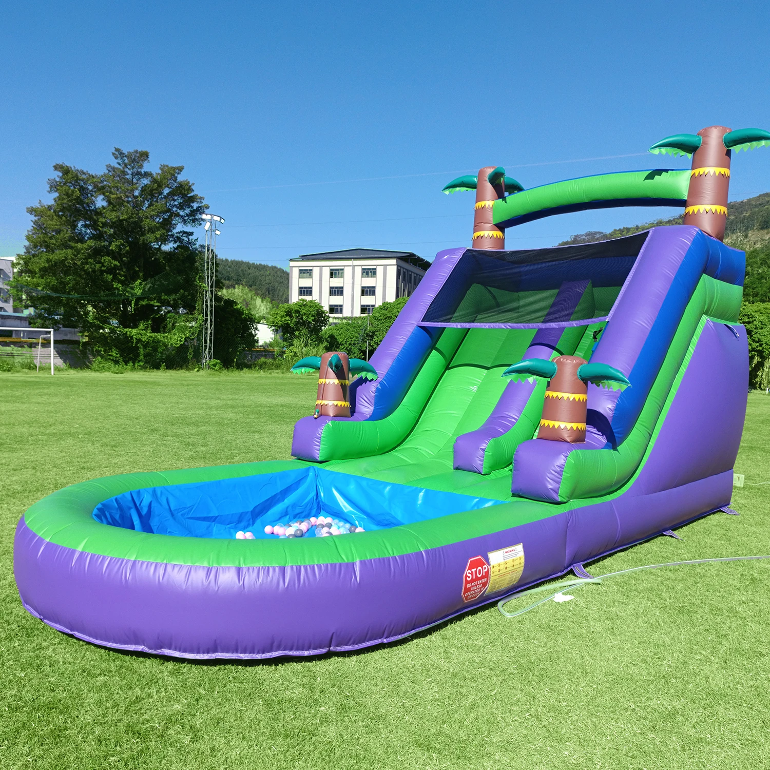 21ft/6.4M Inflatable water slide, Commercial Bounce House with Water Slide PVC and a 1100W Air blower