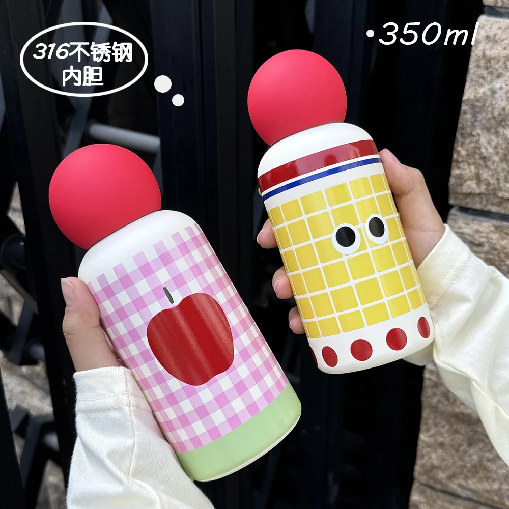 

350ml Children's Thermos Cup,Double-walled Stainless Steel Flasks,Creative Pattern Drinkware,Mini Outdoor Sports Water Bottle