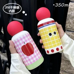 350ml Children's Thermos Cup,Double-walled Stainless Steel Flasks,Creative Pattern Drinkware,Mini Outdoor Sports Water Bottle