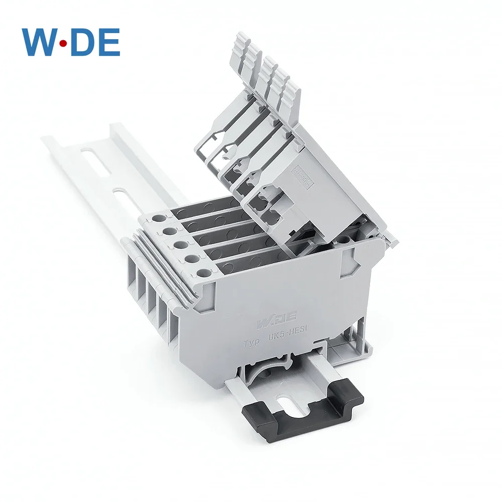 

Din Rail Fuse Terminal Blocks Gray UK5-HESI Connector Screw Type 10Pcs UK5-HESILED Screw Fuse Holder Wire Conductor